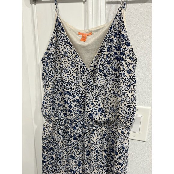 Chelsea & Violet Blue White Floral Jumpsuit Adjustable Straps Sz Medium - Picture 10 of 11